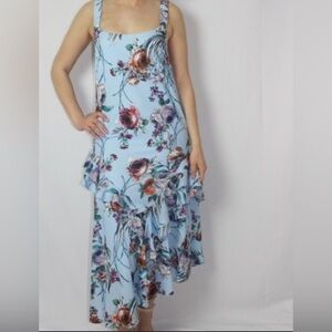 Blue Floral Sleeveless Dress